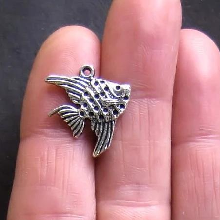 8 Fish Antique Silver Tone Charms - SC010