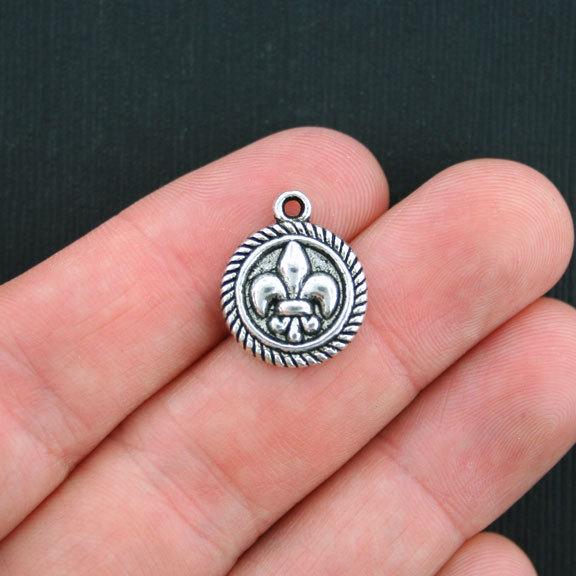 8 Fleur de Lis Antique Silver Tone Charms - SC3470