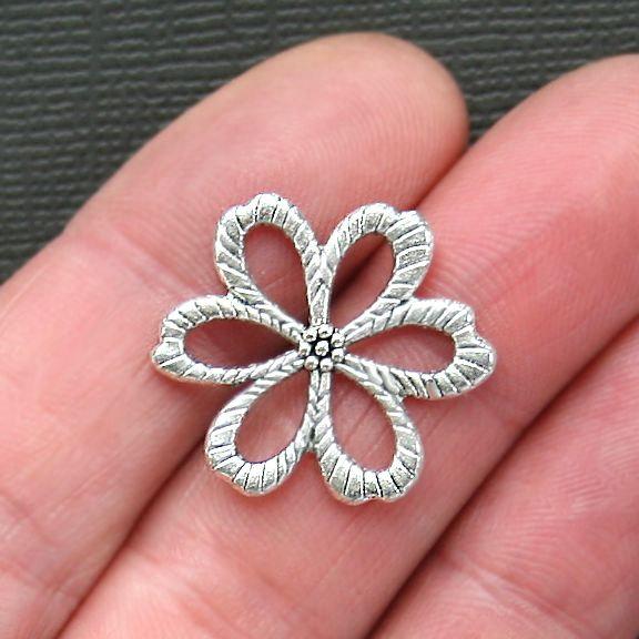 8 breloques de ton argent antique de connecteur de fleur - SC2596