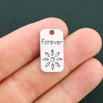 8 Forever Antique Silver Tone Charms - SC2050