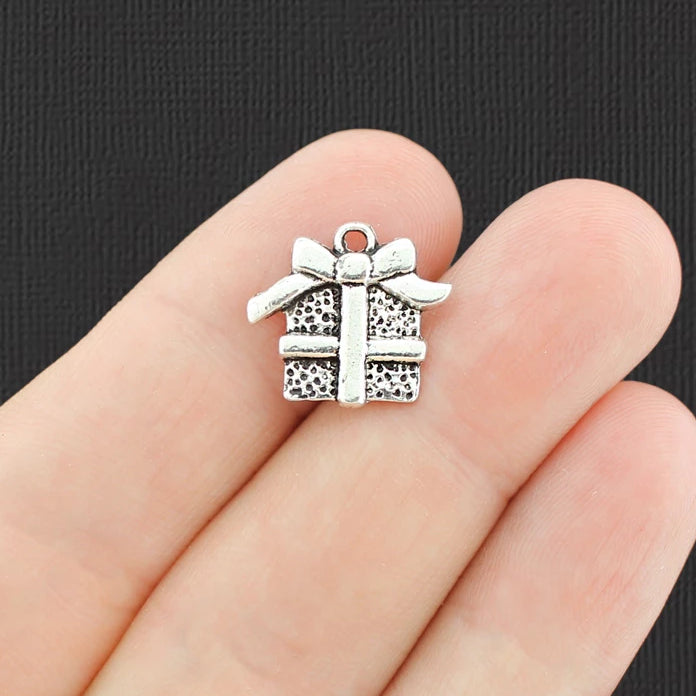 8 Gift Antique Silver Tone Charms - SC1529