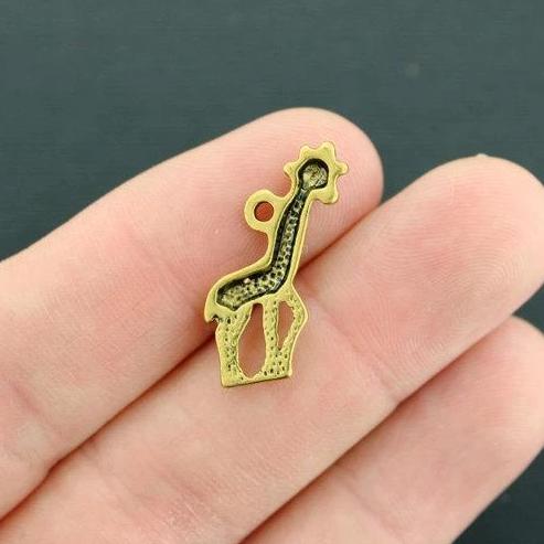 8 Giraffe Antique Gold Tone Charms - GC1283