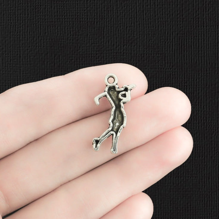 8 Golf Antique Silver Tone Charms - SC3883