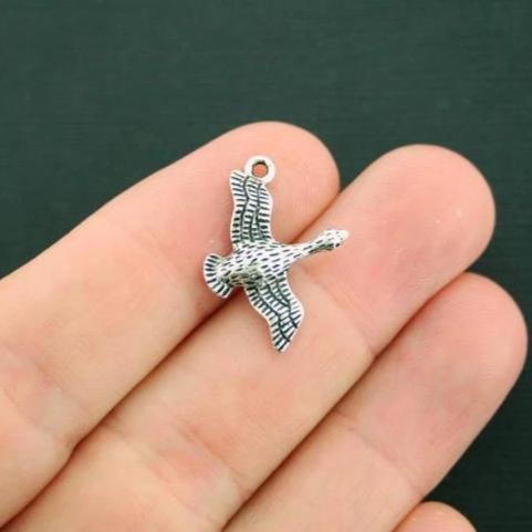8 Goose Antique Silver Tone Charms - SC7262