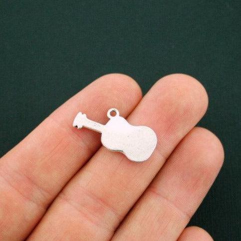 8 Guitar Antique Silver Tone Charms - SC3741
