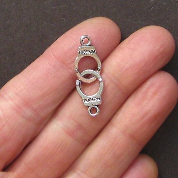 8 Handcuff Antique Silver Tone Charms 3D - SC238