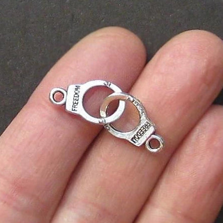 8 Handcuff Antique Silver Tone Charms 3D - SC238