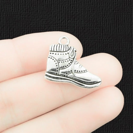 8 Hiking Boot Antique Silver Tone Charms 2 Sided - SC1462