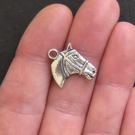 8 Horse Antique Silver Tone Charms 2 Sided - SC251