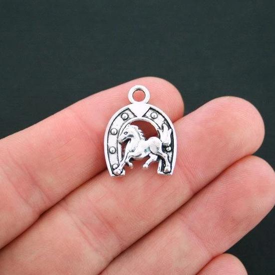 8 Horse Antique Silver Tone Charms - SC3845