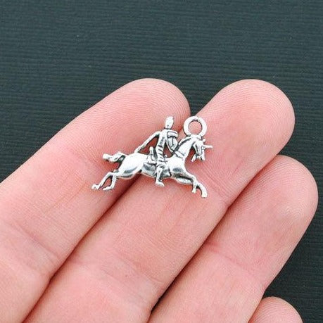 8 Knight Antique Silver Tone Charms 2 Sided - SC1569