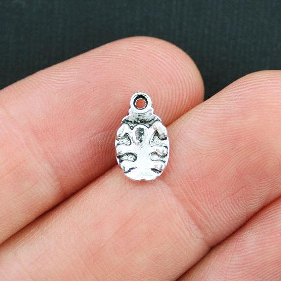 8 Ladybug Antique Silver Tone Charms - SC1349