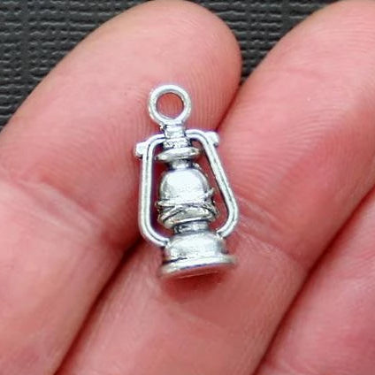 8 Lantern Antique Silver Tone Charms 3D - SC861