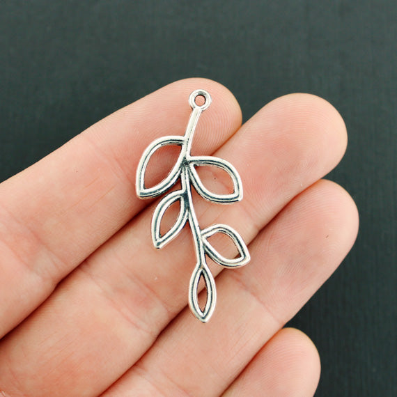 8 Leaf Connector Antique Silver Tone Charms - SC1344