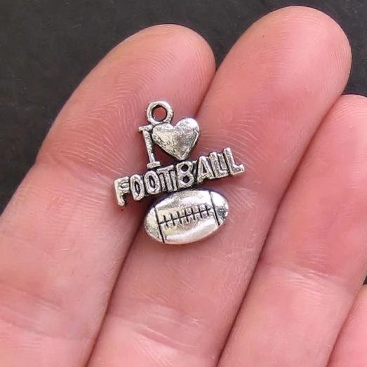 8 Love Football Antique Silver Tone Charms - SC267