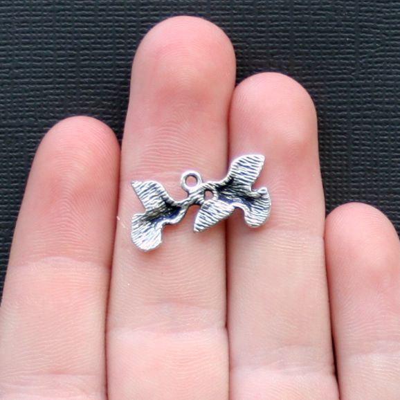 8 Lovebird Antique Silver Tone Charms - SC2243