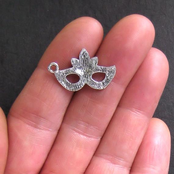 8 Mask Antique Silver Tone Charms - SC311