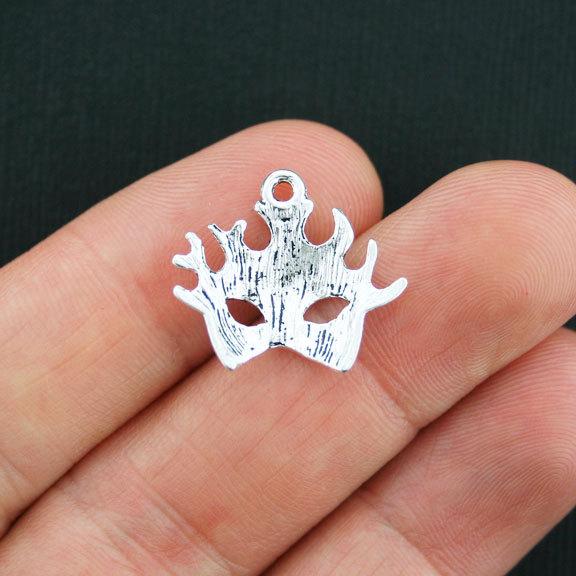 8 Mask Antique Silver Tone Charms - SC3815