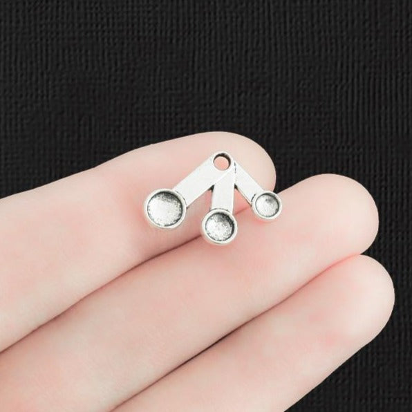 8 Measuring Spoons Antique Silver Tone Charms - SC1217