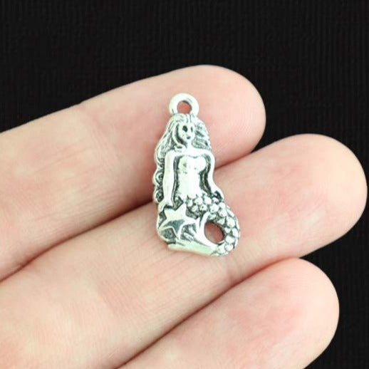 8 Mermaid Antique Silver Tone Charms - SC1289