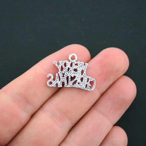 8 Merry Christmas Antique Silver Tone Charms - SC2860