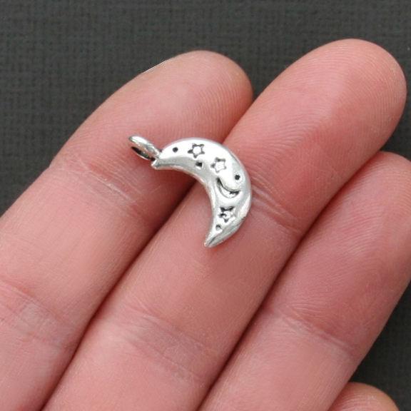 8 Moon Antique Silver Tone Charms 2 Sided - SC1847