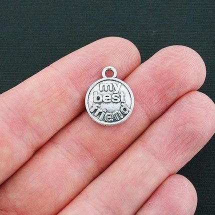 8 My Best Friend Antique Silver Tone Charms - SC3962