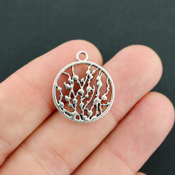 8 Ocean Silver Tone Charms 2 Sided - SC6727