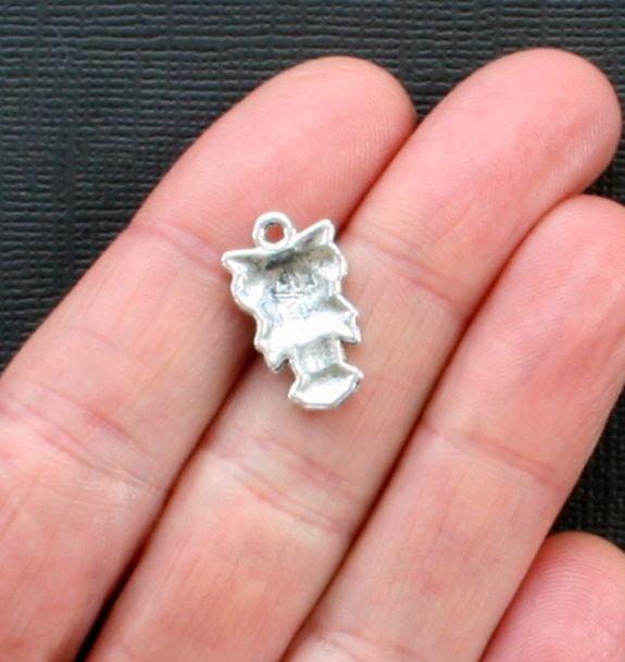 8 Owl Antique Silver Tone Charms - SC961