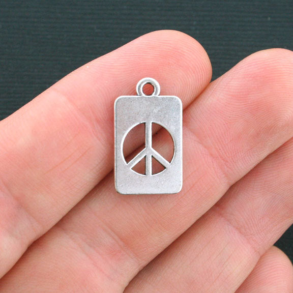 8 breloques de ton argent antique paix 2 faces - SC4057