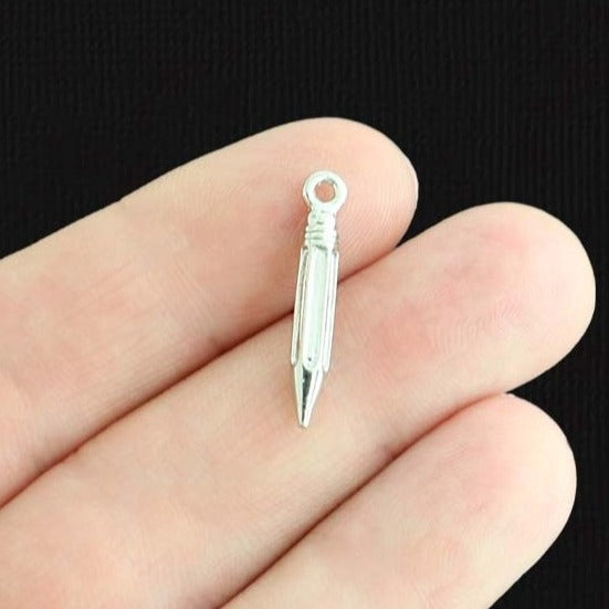 8 Pencil Silver Tone Charms 3D - SC1273