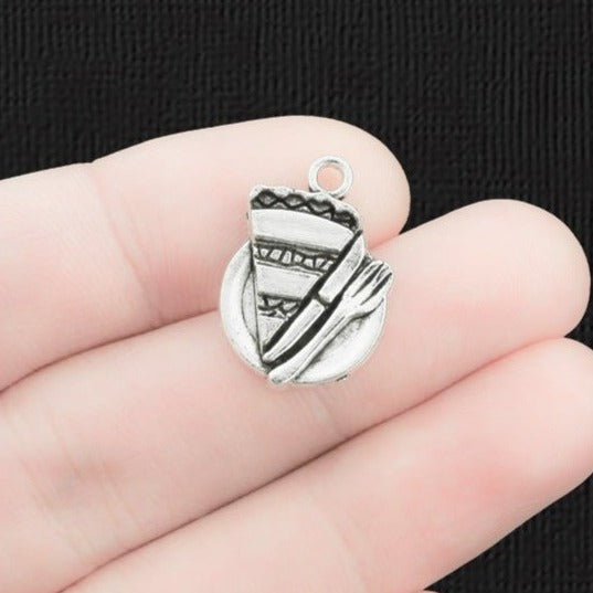 8 Pie Antique Silver Tone Charms - SC361