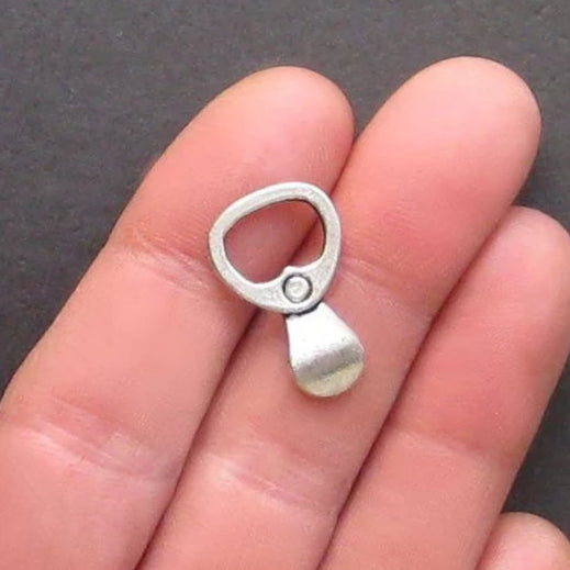 8 Pop Tab Antique Silver Tone Charms - SC1004