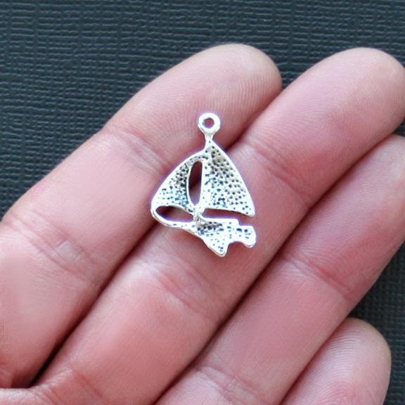 8 Sailboat Antique Silver Tone Charms - SC2120