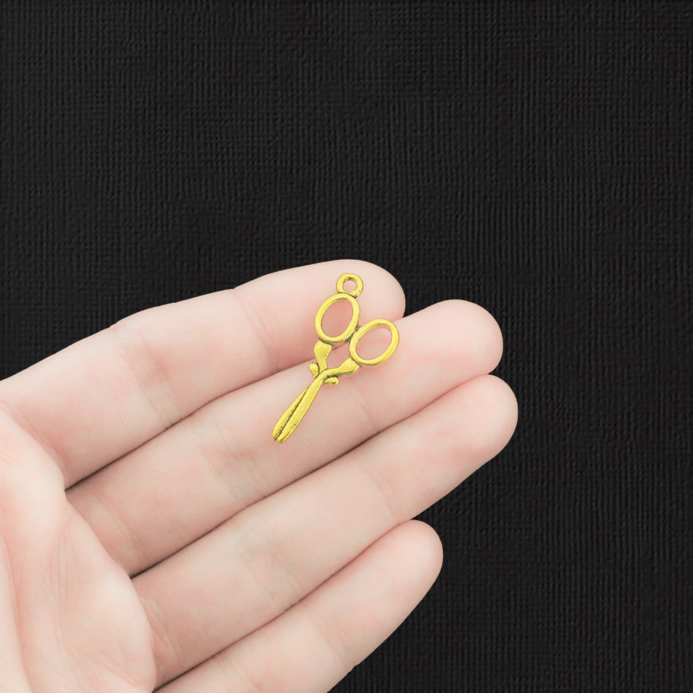 8 Ciseaux Antique Gold Tone Charms 2 Faces - GC445