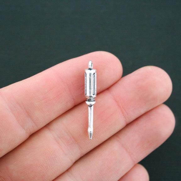 8 Screwdriver Antique Silver Tone Charms 3D - SC4451
