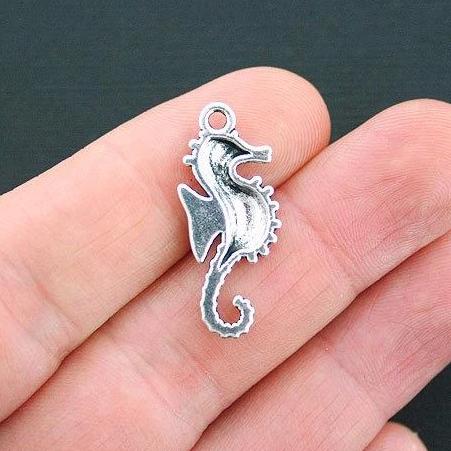 8 Seahorse Antique Silver Tone Charms - SC4695
