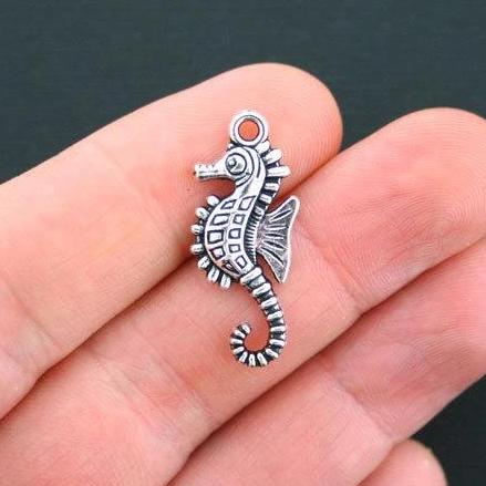 8 Seahorse Antique Silver Tone Charms - SC4695