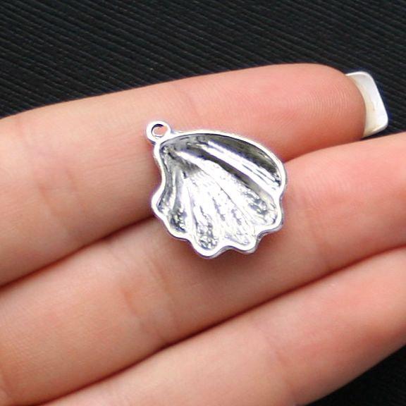 8 Shell Antique Silver Tone Charms  - SC1930
