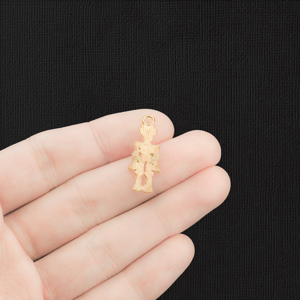 8 Skeleton Gold Tone Enamel Charms - E1411