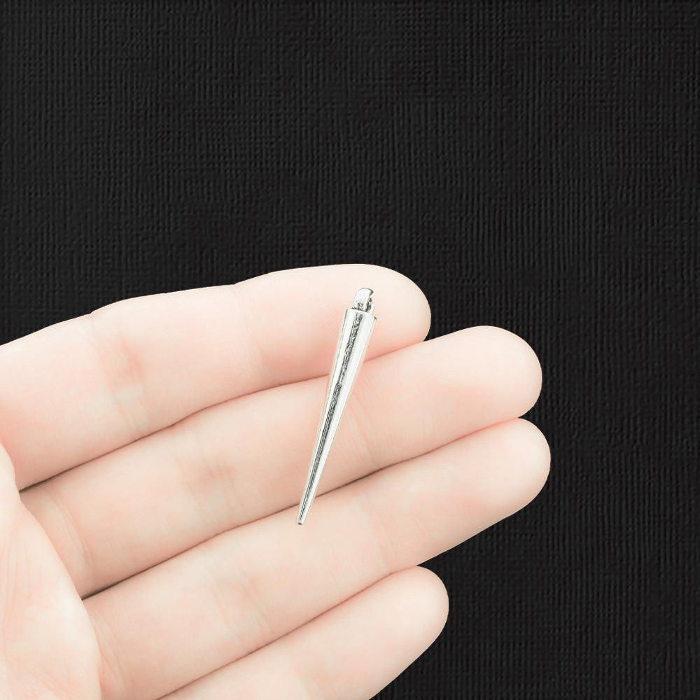 8 Spike Antique Silver Tone Charms 3D - SC1313