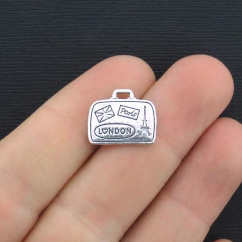 8 Suitcase Antique Silver Tone Charms - SC2795