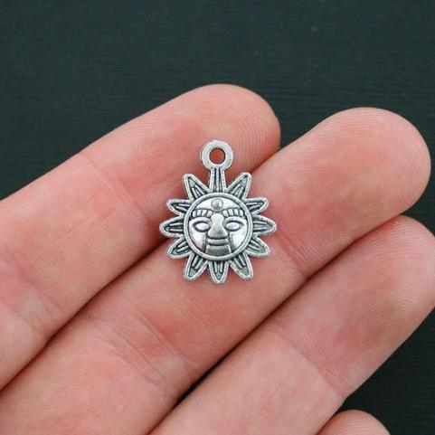 8 Sun Antique Silver Tone Charms - SC4435