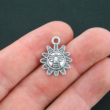 8 Sun Antique Silver Tone Charms - SC4435