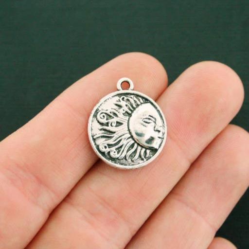 8 Sun Antique Silver Tone Charms - SC5244