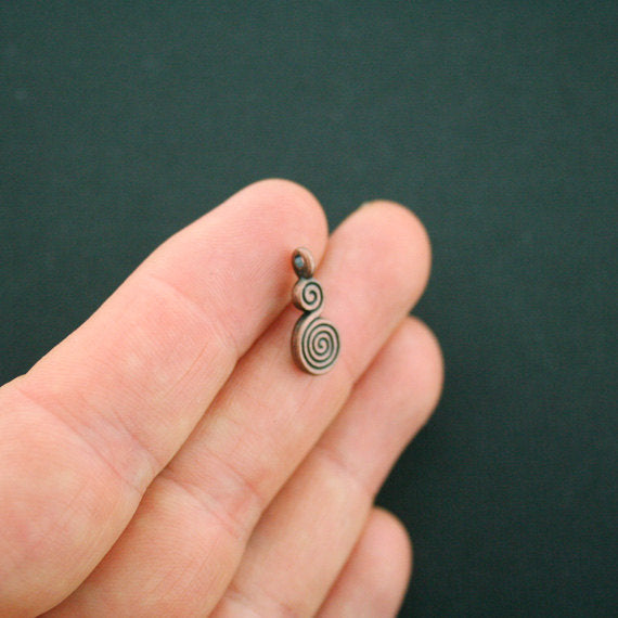 8 Swirl Antique Copper Tone Charms 2 Sided - BC107