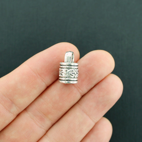 8 Tassel Bead Cap Ton Argent Antique 3D 16mm x 10mm - SC7740