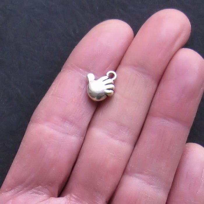 8 Thumbs Up Antique Silver Tone Charms 2 Sided - SC522