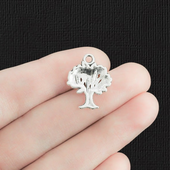8 Tree Antique Silver Tone Charms - SC528