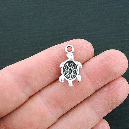 8 Turtle Antique Silver Tone Charms 3D - SC1261